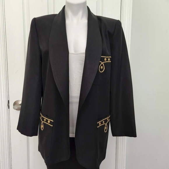 Vintage Black and Gold Blazer - Picture 1 of 16